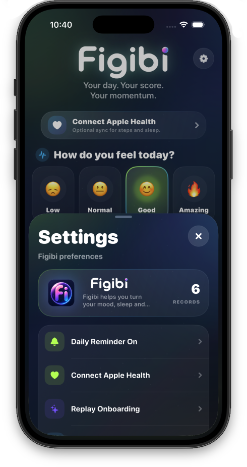 Settings and reminders