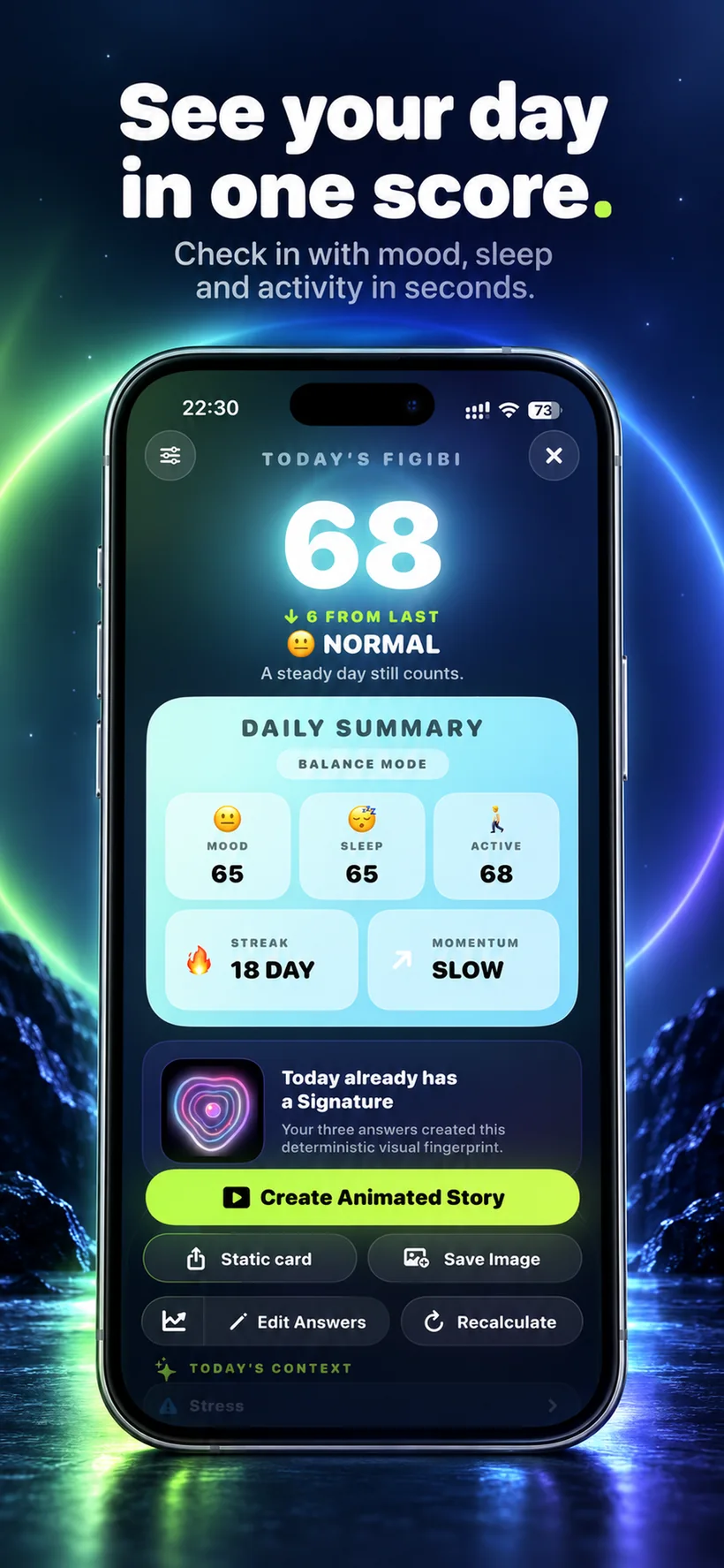 Figibi Daily Score and Daily Signature